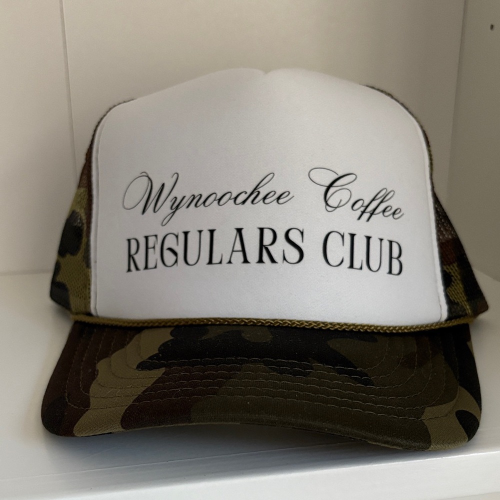 OTTO White Front Camouflage Trucker Hat - Wynoochee Coffee Regulars Club